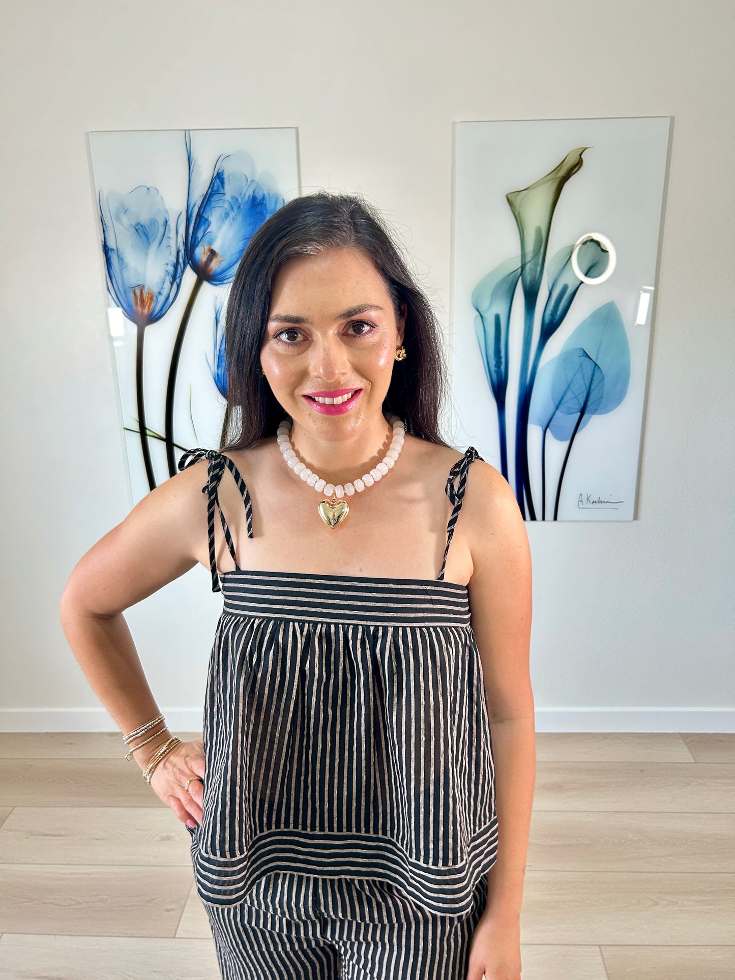 Black Spaghetti Striped Top