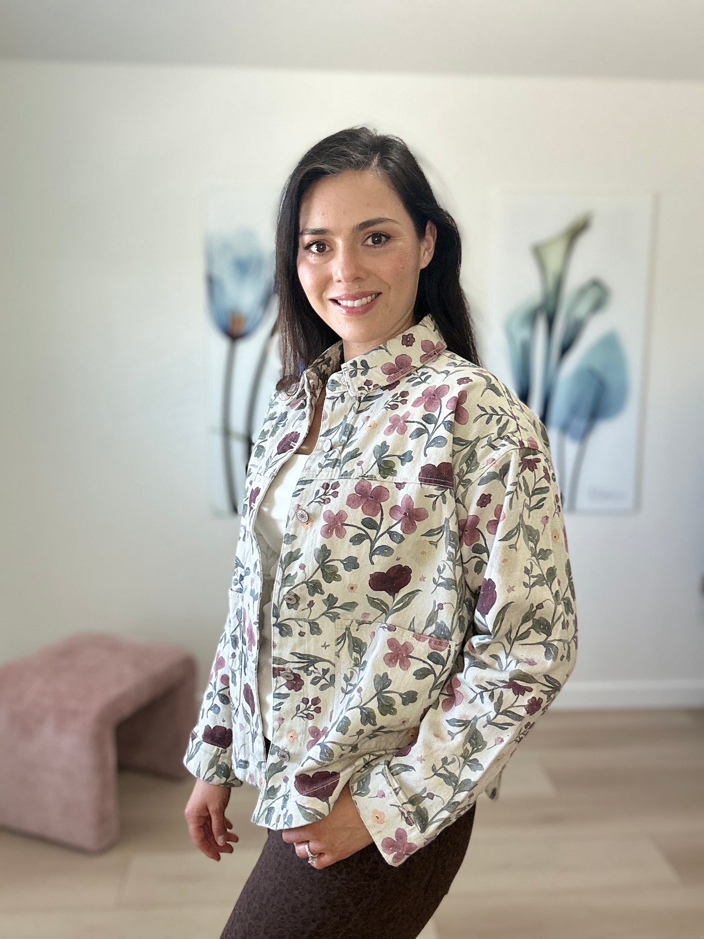 Fall Flower Denim Jacket