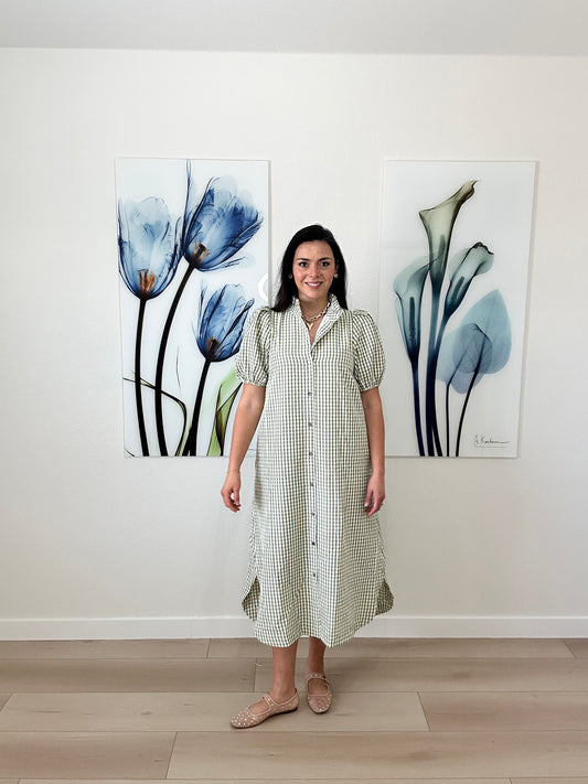 Matcha Gingham Dress