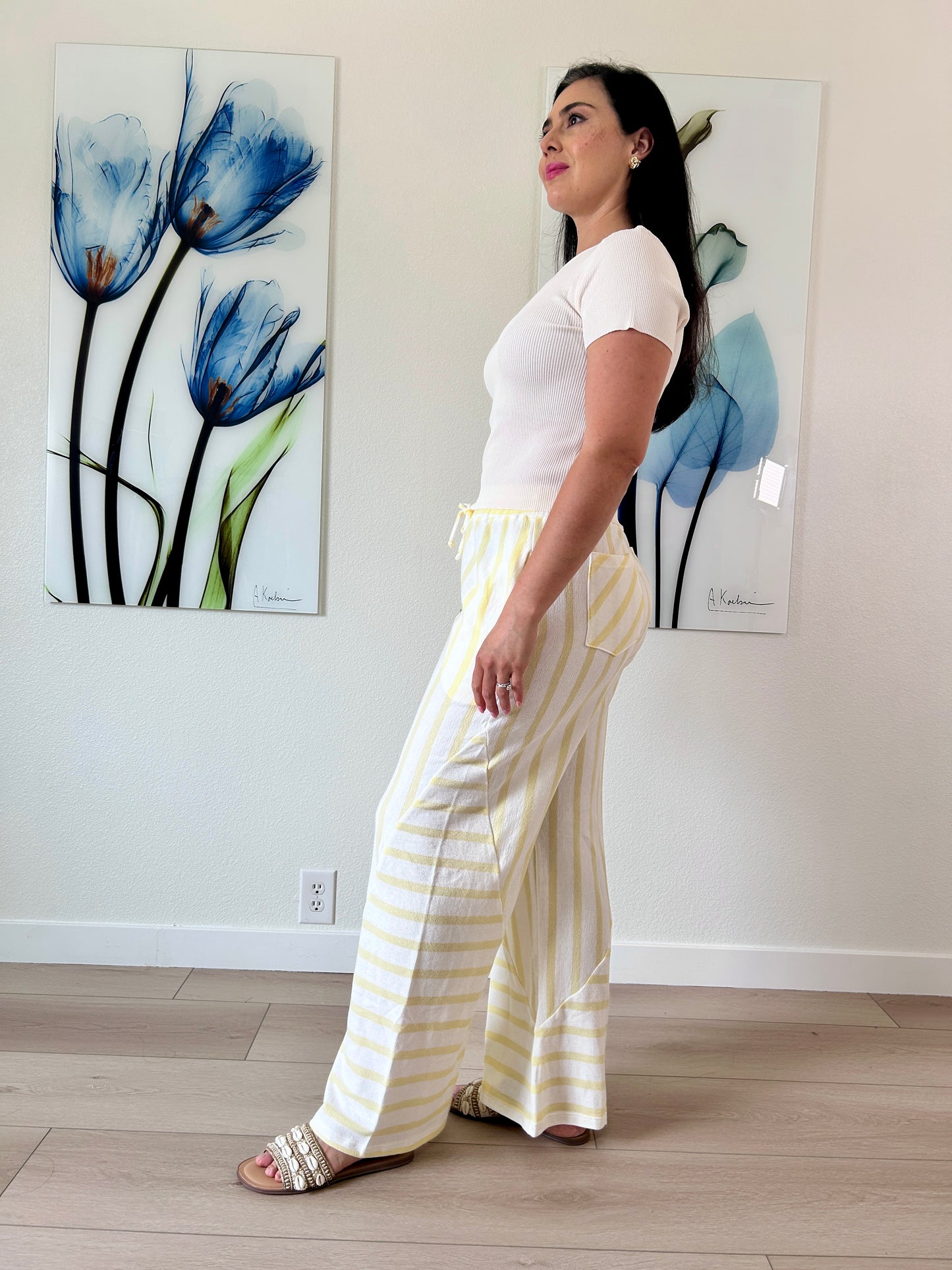 Yellow Stripe Cotton Pant