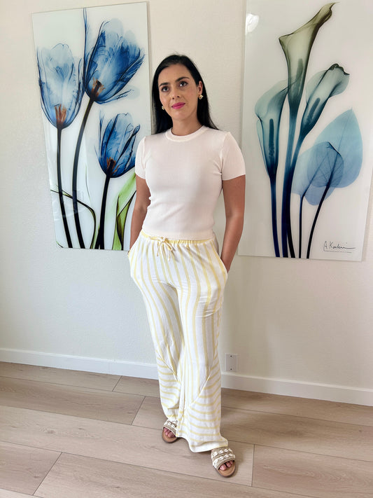 Yellow Stripe Cotton Pant