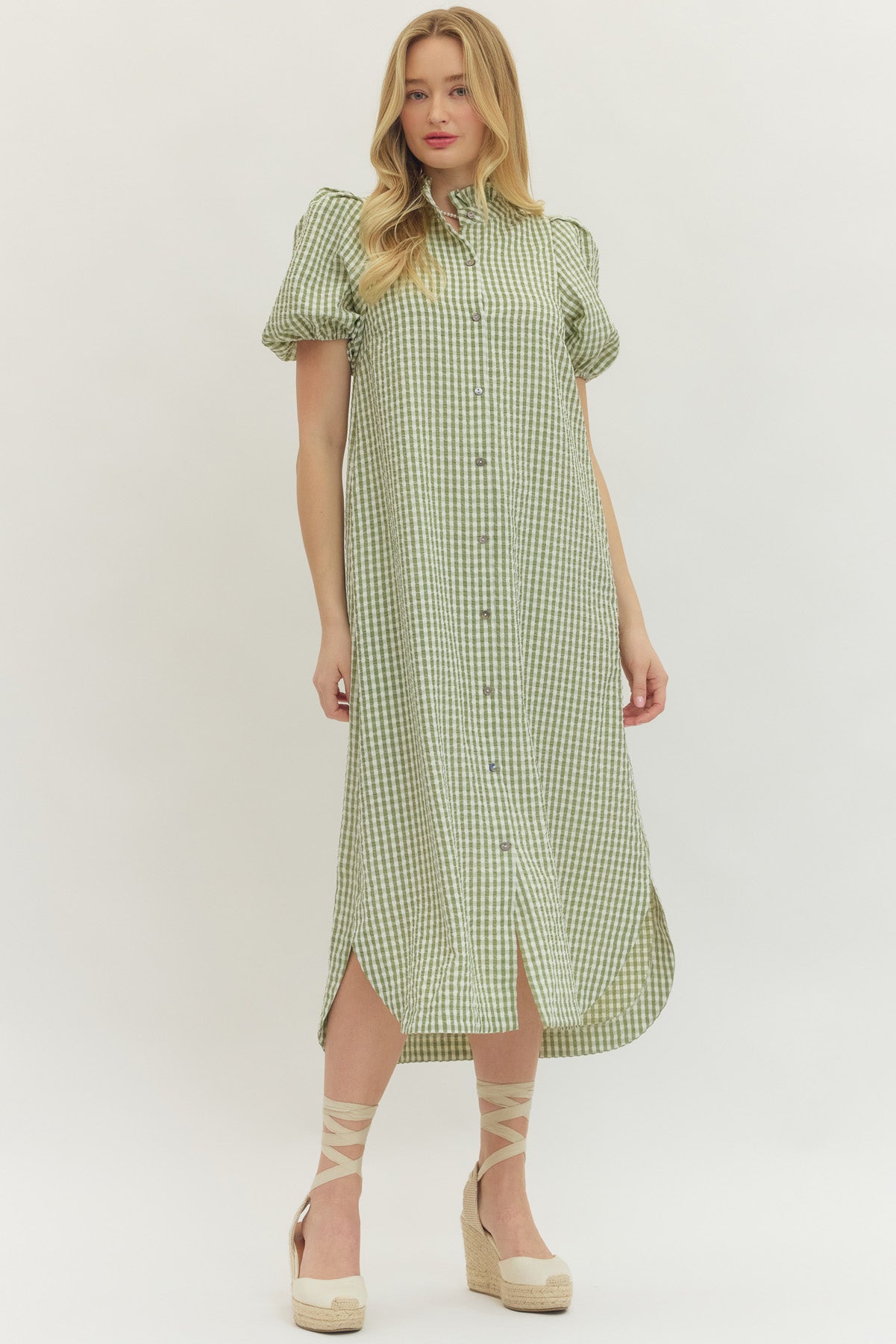 Matcha Gingham Dress