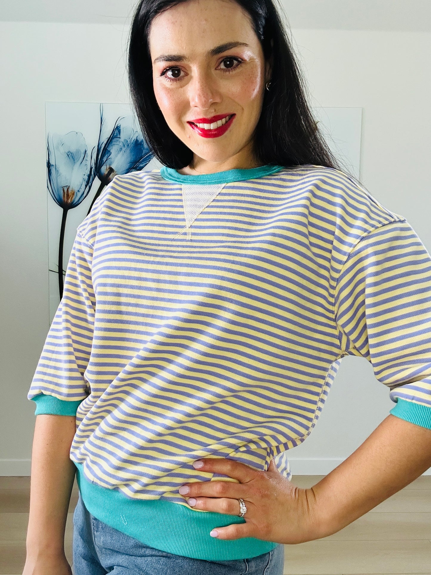 Lilac Aqua Striped Top S