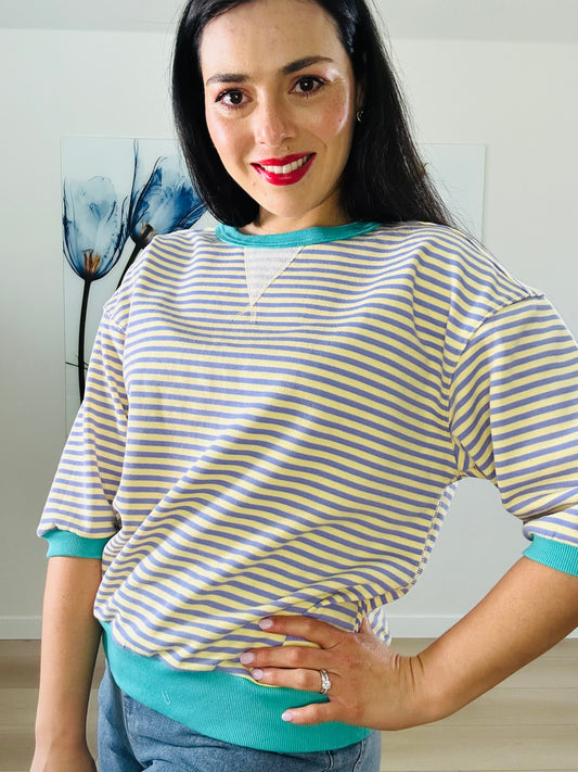 Lilac Aqua Striped Top S
