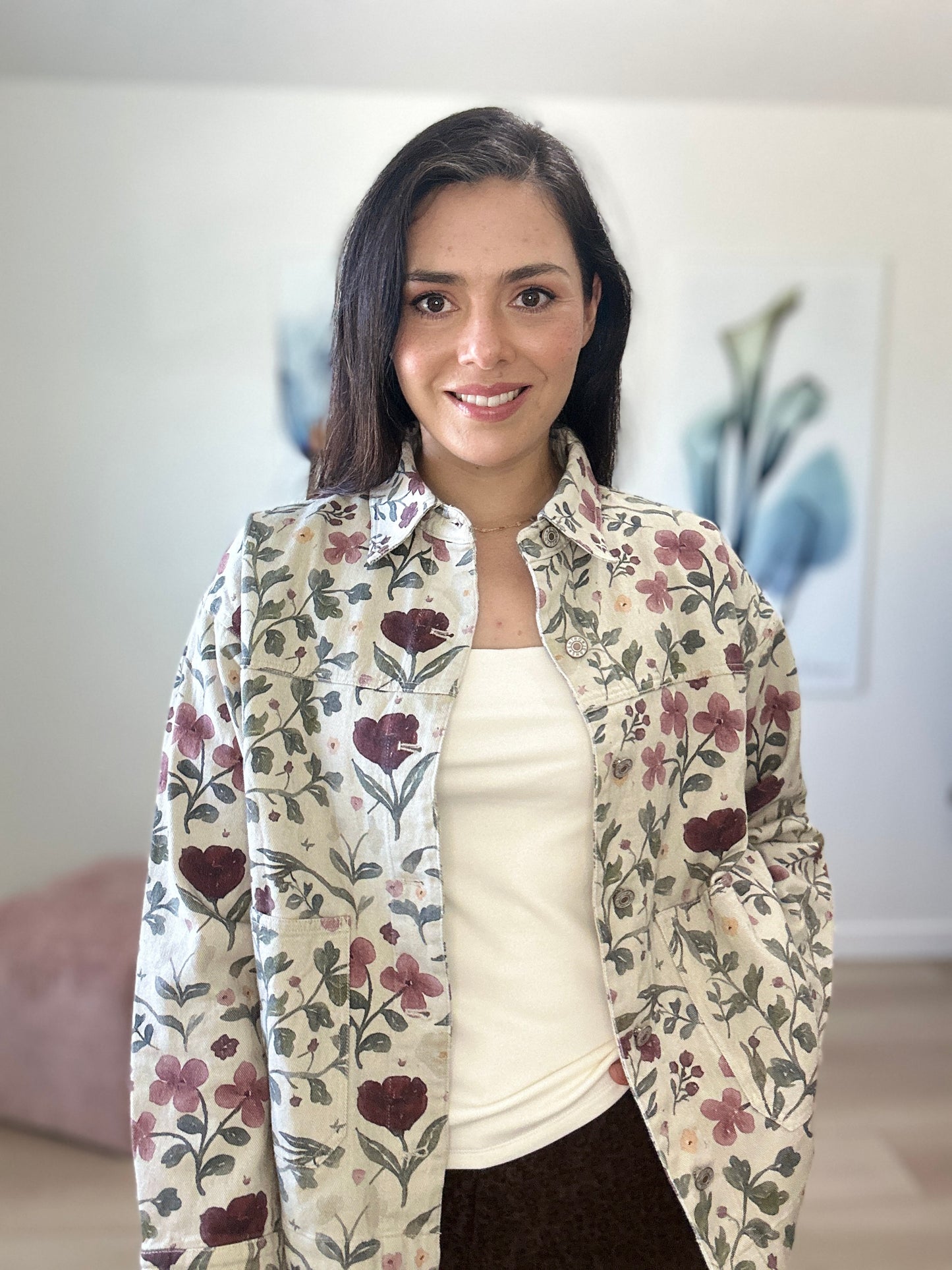 Fall Flower Denim Jacket