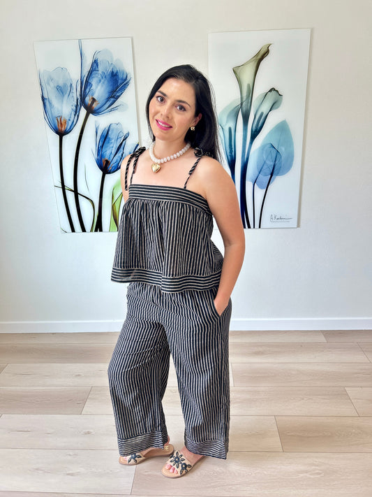 Black Spaghetti Striped Top