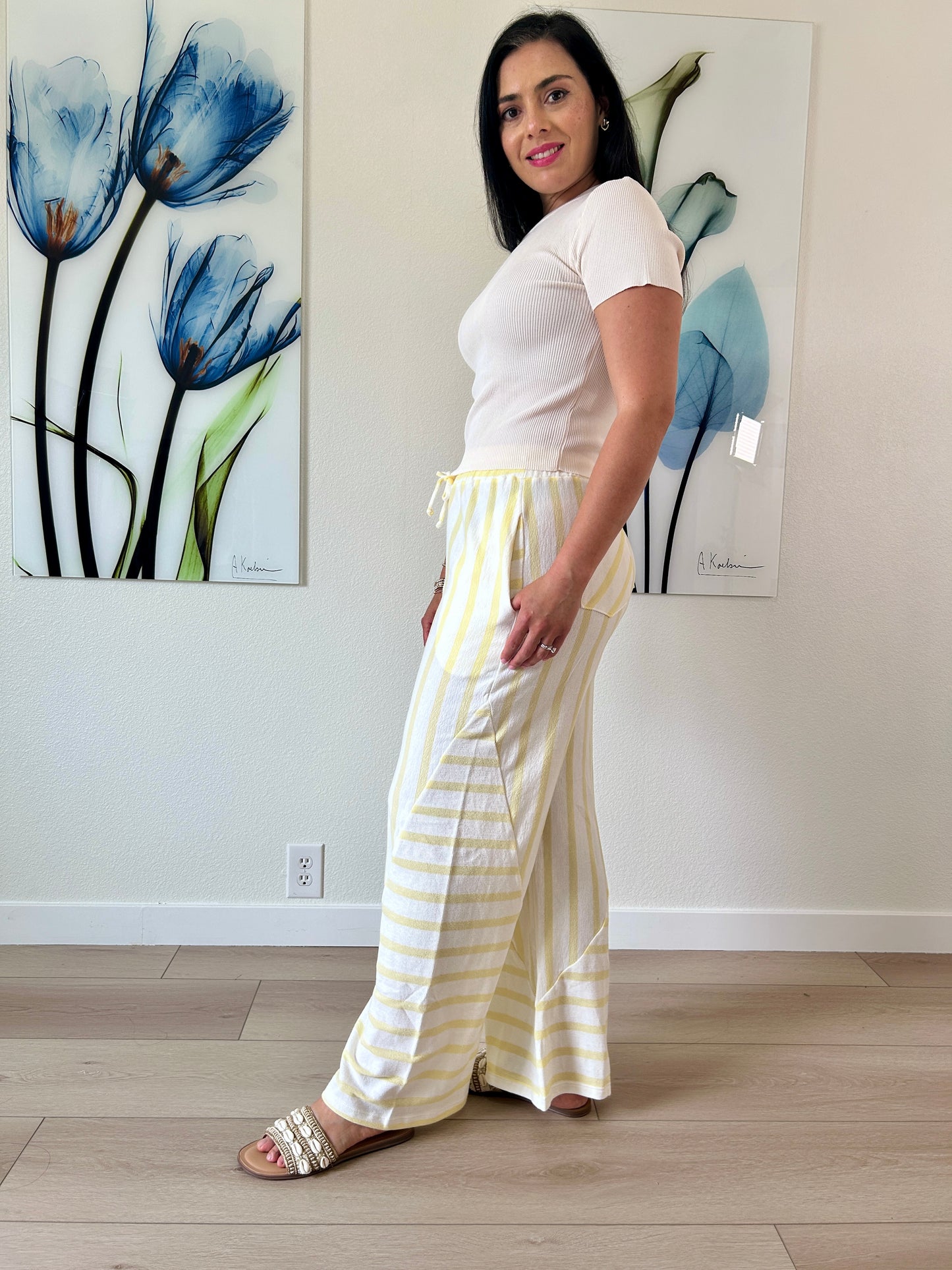 Yellow Stripe Cotton Pant
