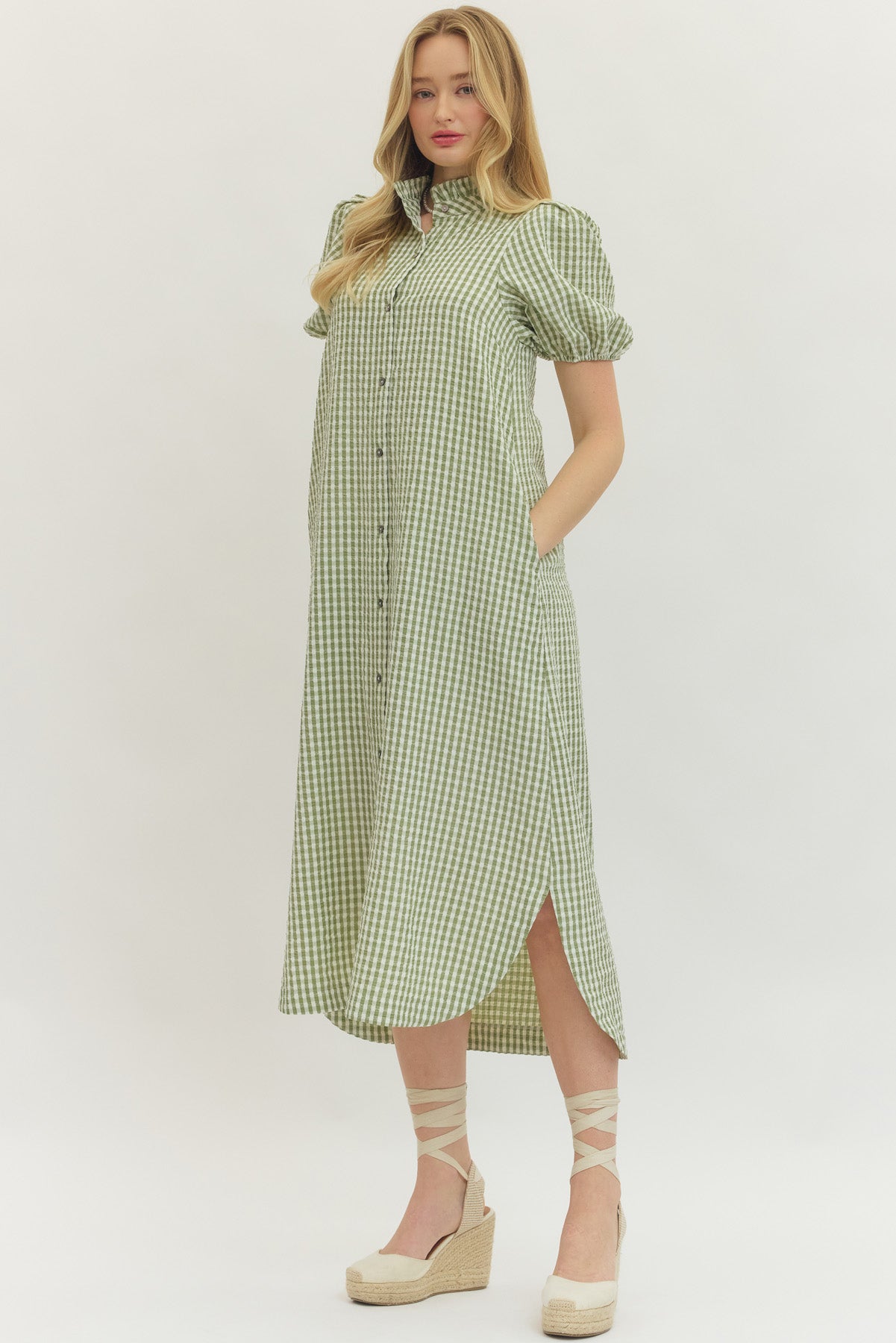 Matcha Gingham Dress