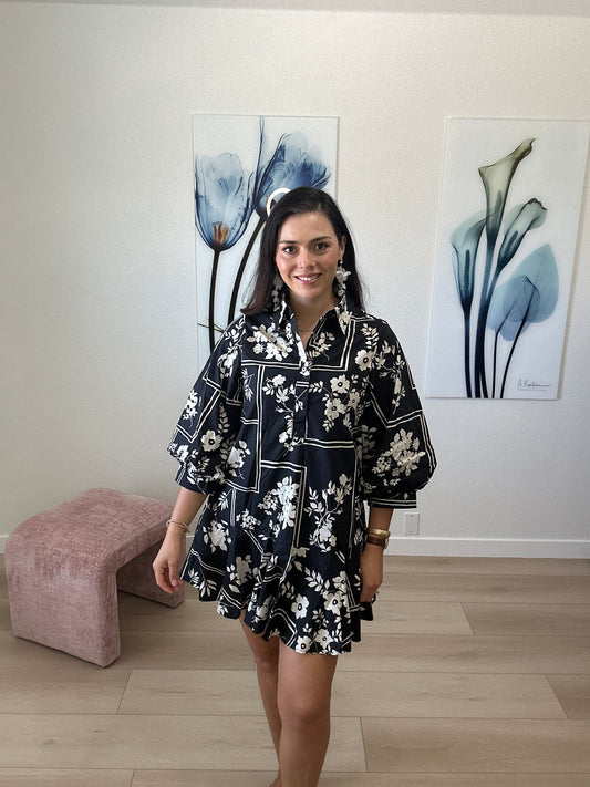 Black Dress White Flower